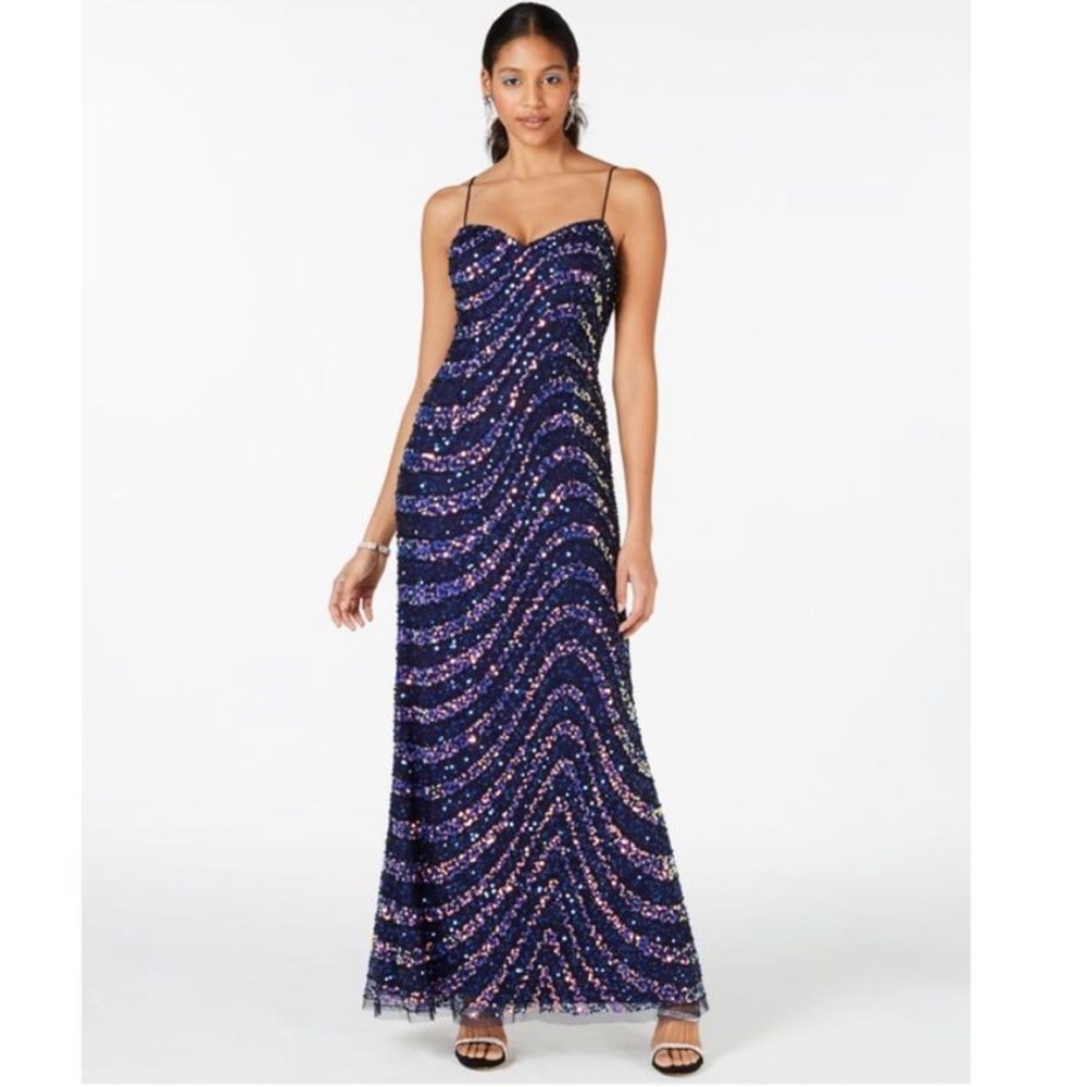 ADRIANNA PAPELL Womens Spaghetti Strap Maxi Formal Sheath Dress‎